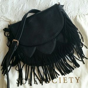Sole society black fringe crossbody